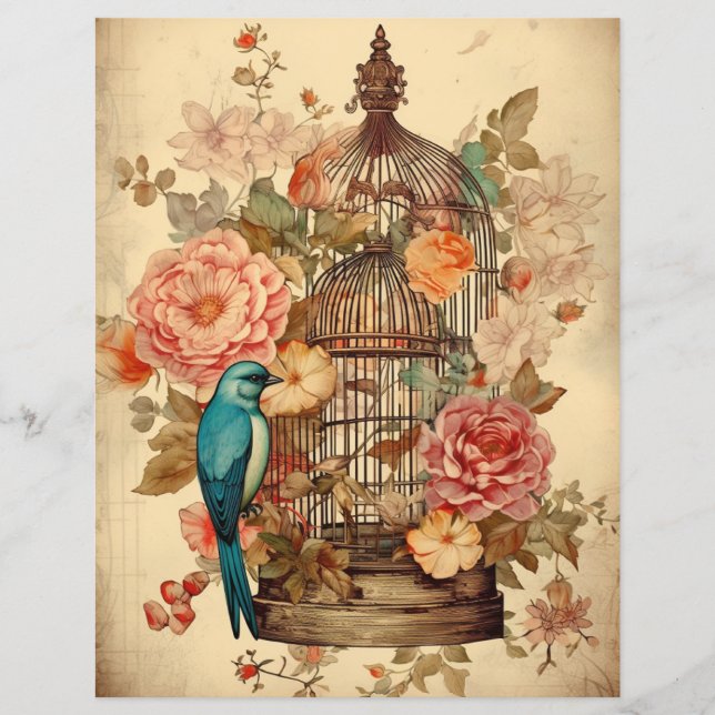 Lámina Papel de cuadernillo de la elegancia floral (Anverso)