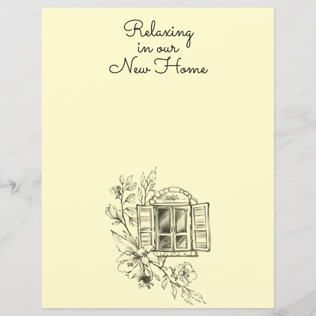 Lámina Papel de cuadernillo de la ventana de la cabaña es (Anverso)