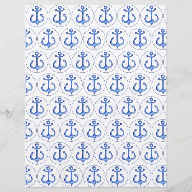 Lámina Papel de cuadernillo de los ancla azules de la Mar (Anverso)