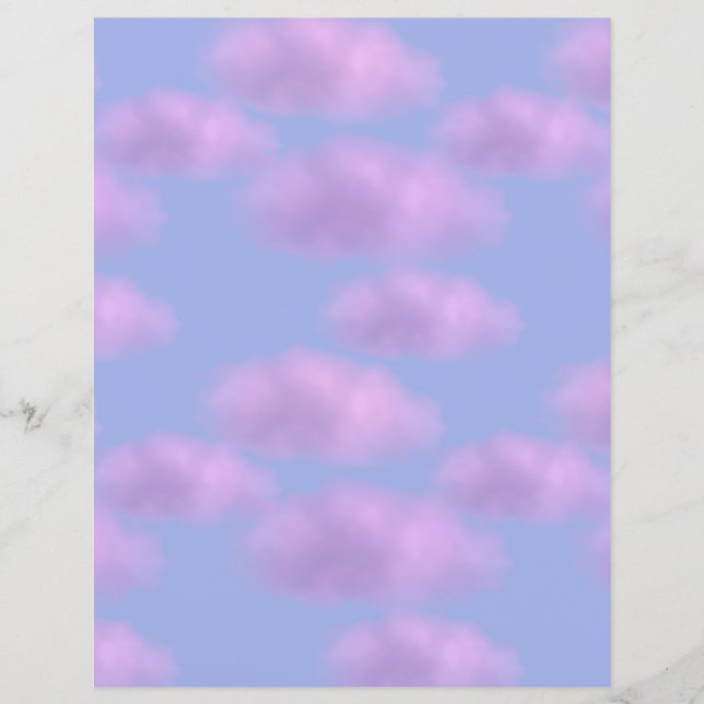 Lámina Papel de cuadernillo de nubes rosadas esponjosas (Anverso)