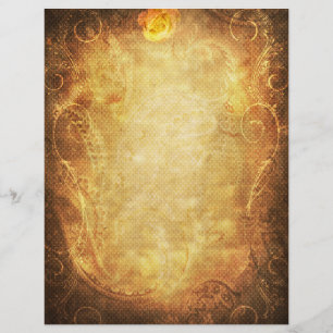 Lámina Papel de cuadernillo de rosa amarillo con marco de