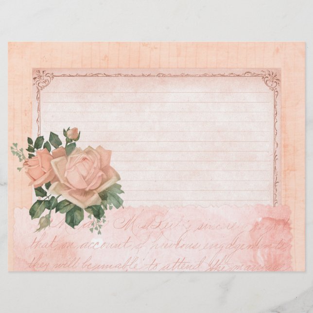 Lámina Papel de cuadernillo de Rosa de Shabby (Anverso)