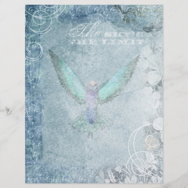 Lámina Papel de cuadernillo de Shabby azul azul (Anverso)