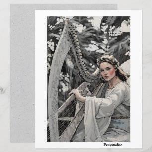 Lámina Papel de cuadernillo de vintage de la dama de boni