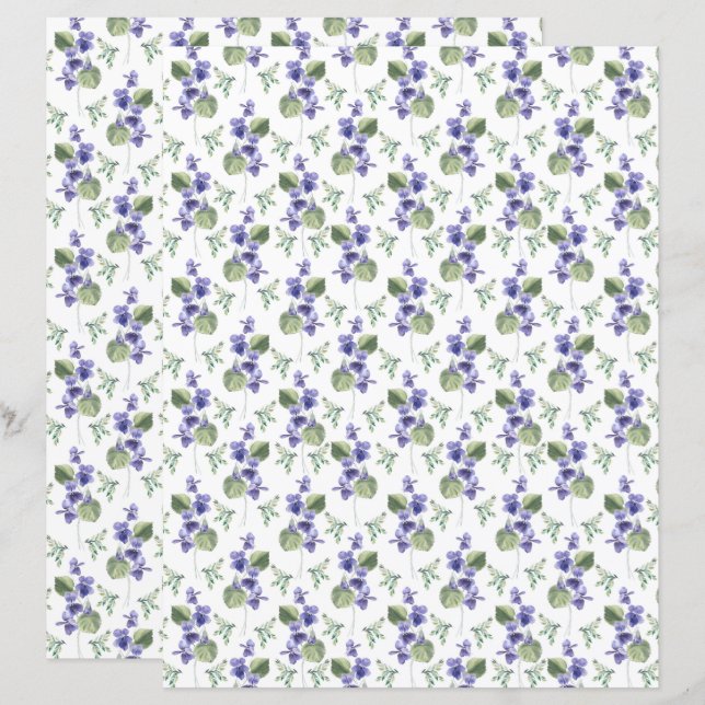 Lámina Papel de cuadernillo de violetas (Anverso / Reverso)