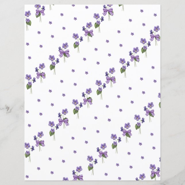Lámina Papel de cuadernillo de violetas y arcos (Anverso)