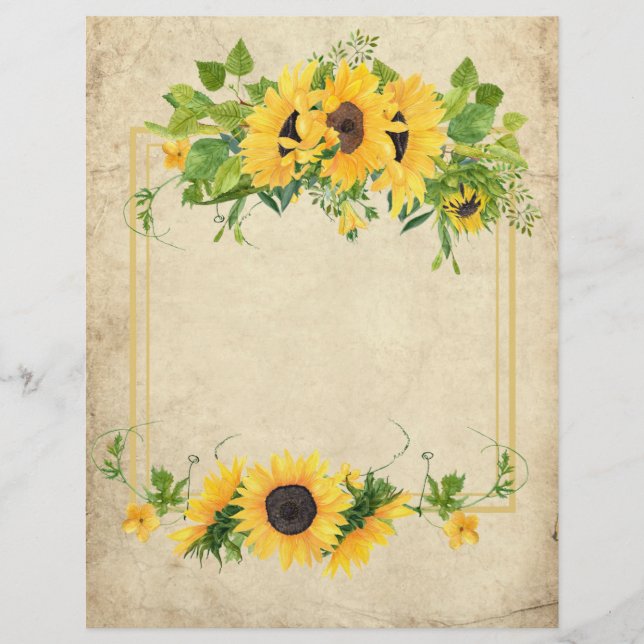 Lámina Papel de cuadernillo del marco del girasol del per (Anverso)