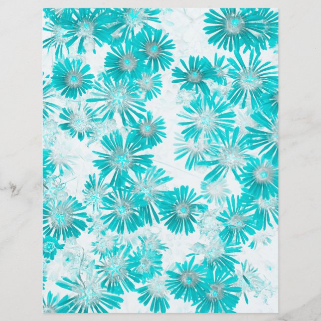 Lámina Papel de cuadernillo del patrón de dandelio azul y (Anverso)