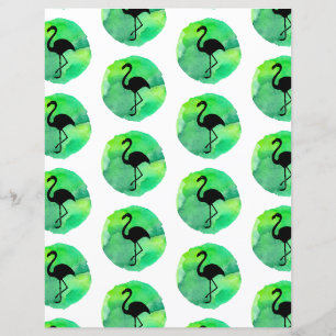 Lámina Papel de cuadernillo del patrón de flamenco verde 