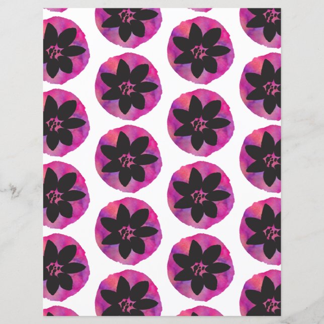 Lámina Papel de cuadernillo del patrón de flor púrpura tr (Anverso)