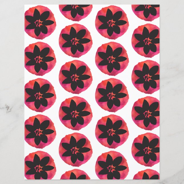 Lámina Papel de cuadernillo del patrón de flor tropical r (Anverso)