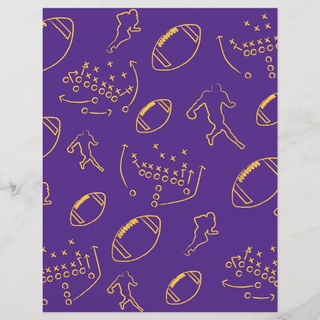 Lámina Papel de cuadernillo del patrón de fútbol morado y (Anverso)