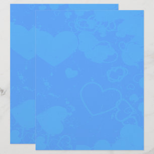 Lámina Papel de cuadernillo del patrón del corazón azul