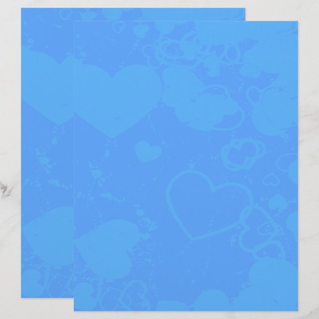 Lámina Papel de cuadernillo del patrón del corazón azul (Anverso / Reverso)