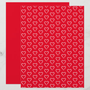 Lámina Papel de cuadernillo del patrón del corazón blanco