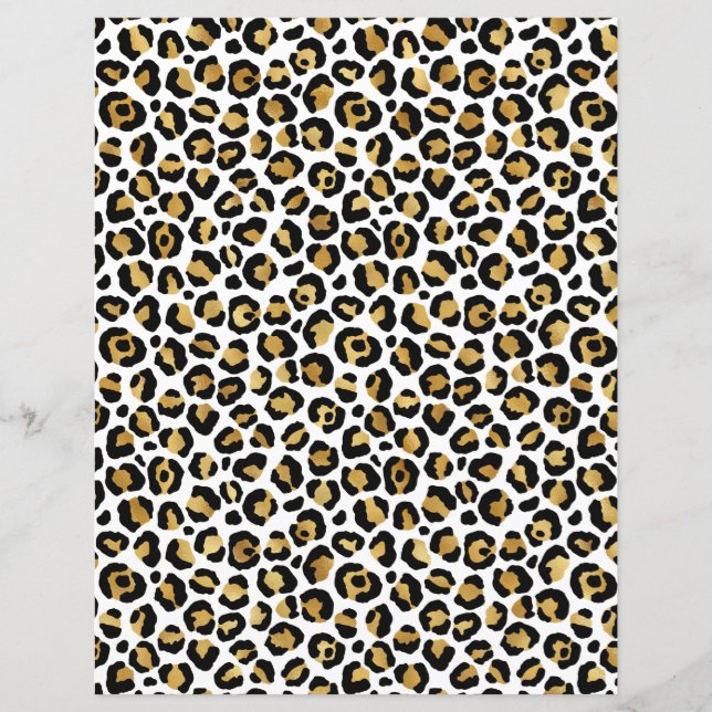 Lámina Papel de cuadernillo del patrón del Leopardo de or (Anverso)