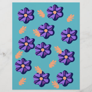 Lámina Papel de cuadernillo del patrón floral púrpura