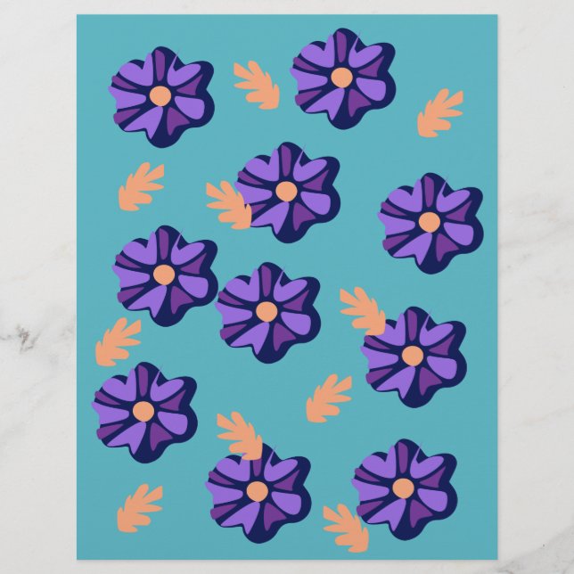Lámina Papel de cuadernillo del patrón floral púrpura (Anverso)