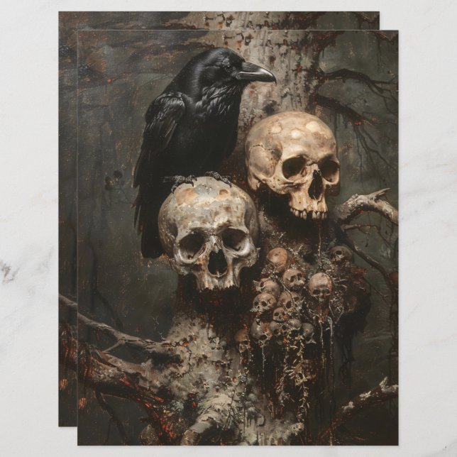 Lámina Papel de cuadernillo escarpado con raven y crúmulo (Anverso / Reverso)