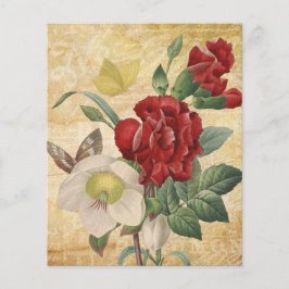 Lámina Papel de cuadernillo floral de los Hellebores rojo