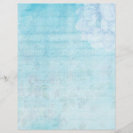 Lámina Papel de cuadernillo floral de Shabby azul pálido