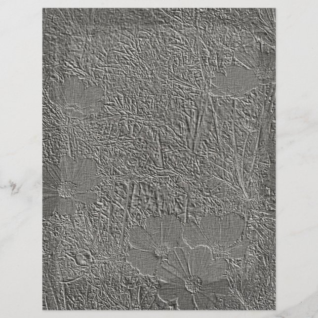 Lámina Papel de cuadernillo floral gris de Daisies Grabad (Anverso)