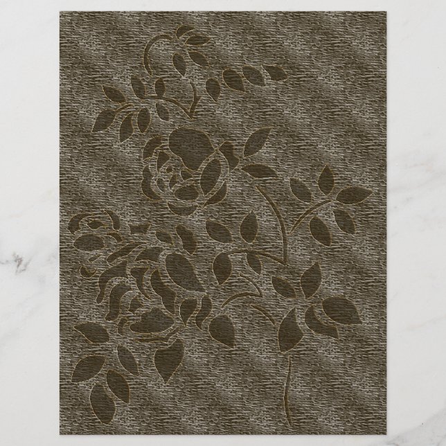 Lámina Papel de cuadernillo floral para Rosas marrones (Anverso)