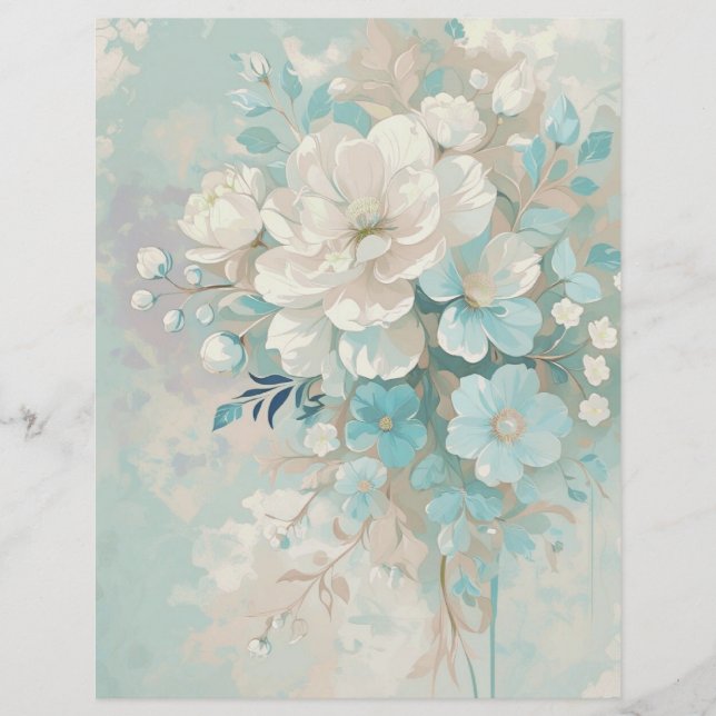 Lámina Papel de cuadernillo floral romántico - Shabby Chi (Anverso)
