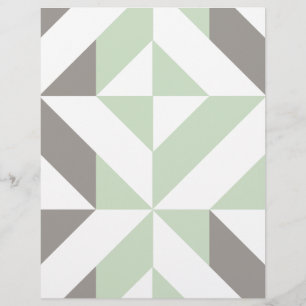 Lámina Papel de cuadernillo geométrico verde sabio y plat