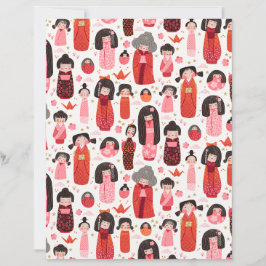 Lámina Papel de cuadernillo kokeshi japonés ilustrado