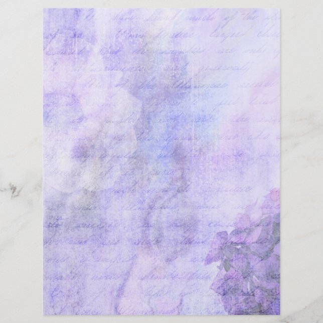 Lámina Papel de cuadernillo morado y floral blanco (Anverso)