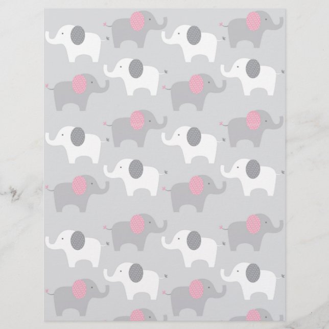 Lámina Papel de cuadernillo para bebés con Elefante Gris  (Anverso)