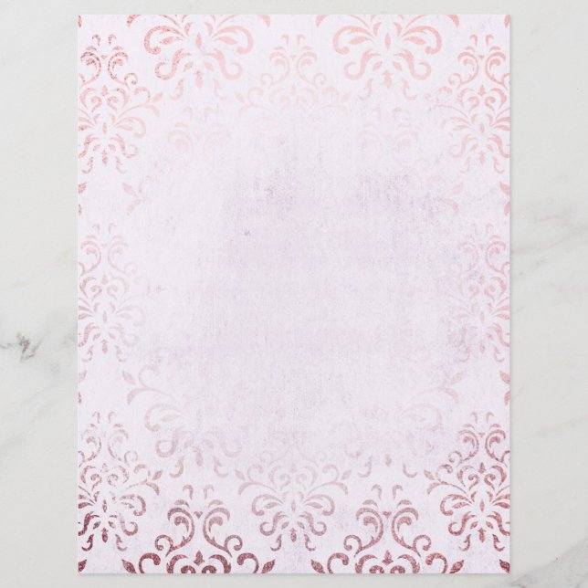 Lámina Papel de cuadernillo para damascos de oro rosa y R (Anverso)