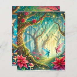 Lámina Papel de cuadernillo para el bosque y la poinsetti