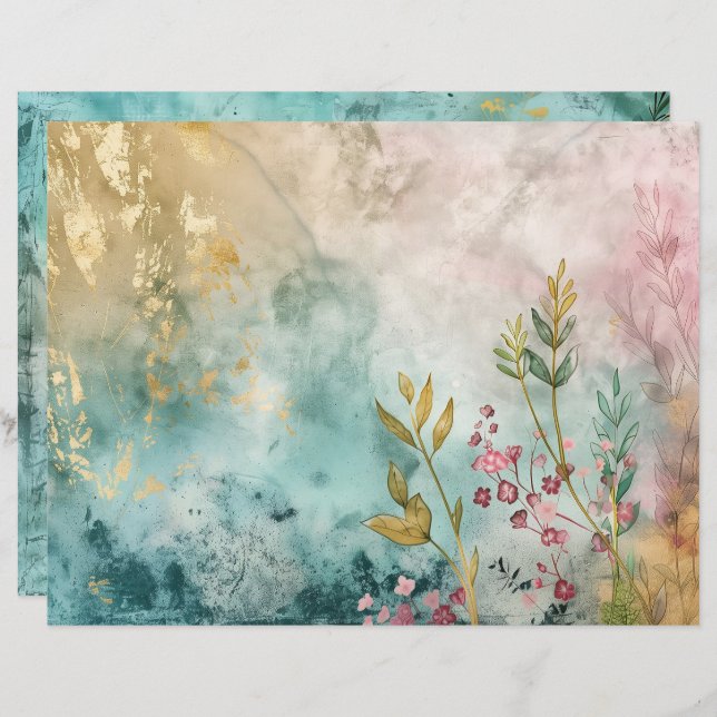 Lámina Papel de cuadernillo para el océano marino azul az (Anverso / Reverso)