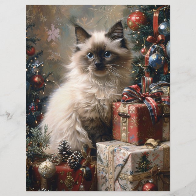 Lámina Papel de cuadernillo para gato de Navidades de gat (Anverso)
