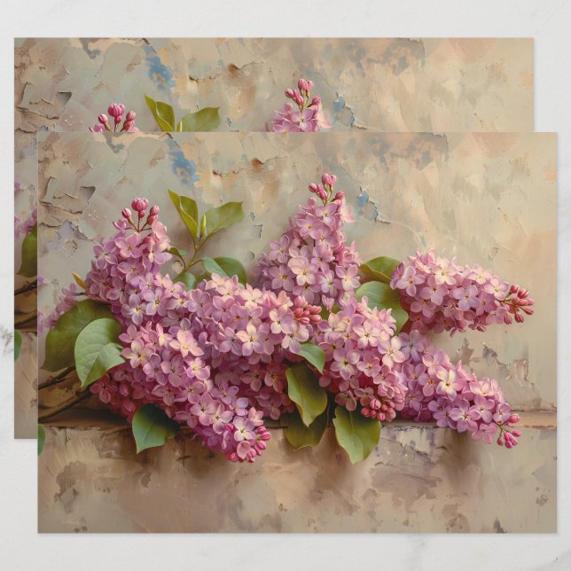 Lámina Papel de cuadernillo pintado con flores de lino vi (Anverso / Reverso)