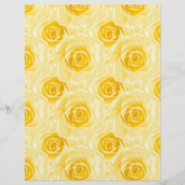 Lámina Papel de cuadernillo pintado de rosas amarillas (Anverso)