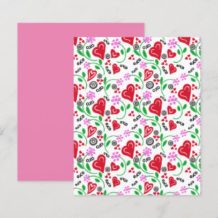 Lámina Papel de cuadernillo rosado de flores rojas de San