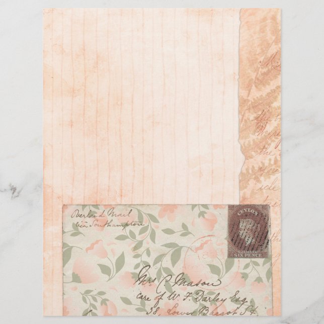 Lámina Papel de cuadernillo rosado Shabby Peach (Anverso)