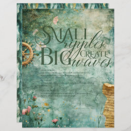 Lámina Papel de cuadernillo Verde azulado submarino del o