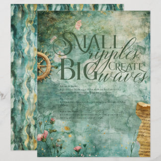 Lámina Papel de cuadernillo Verde azulado submarino del o