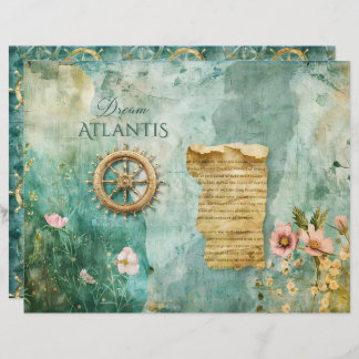 Lámina Papel de cuadernillo Verde azulado submarino náuti