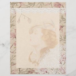 Lámina Papel de cuadernillo vintage de encaje floral