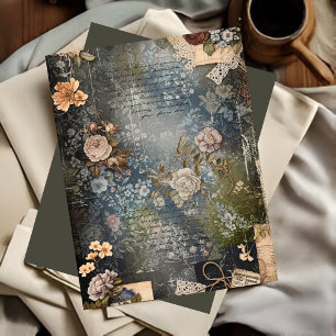 Lámina Papel de cuadernillo vintage de Shabby Chic Flora