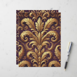Lámina Papel de cuaderno Acanthus de color morado y dorad
