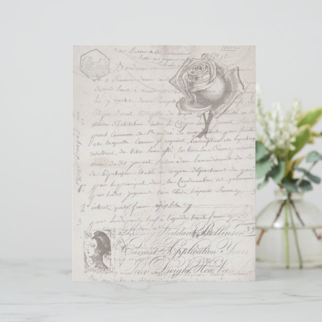 Lámina Papel de cuaderno antiguo de guión antiguo (Anverso de pie)