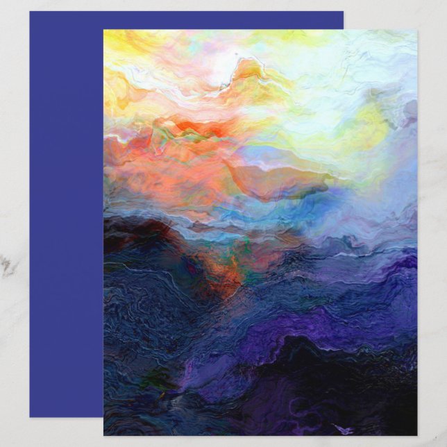 Lámina Papel de cuaderno de agua del océano Sunset 8.5x11 (Anverso / Reverso)