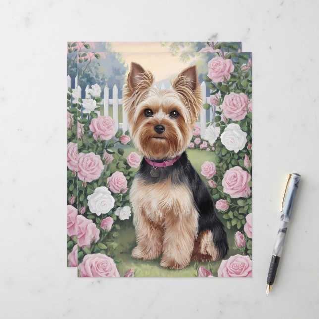Lámina Papel de cuaderno de arte de Yorkshire Terrier Ros (Anverso/Reverso In Situ)