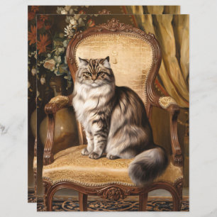 Lámina Papel de cuaderno de arte vintage para gato real p